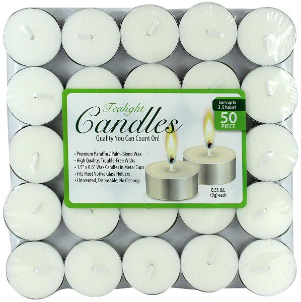 Tealight Unscented Candles 50 Pack MNB Variety Imports